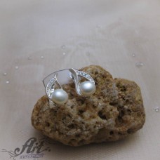 Сребърни  дамски обеци с перли E-1402